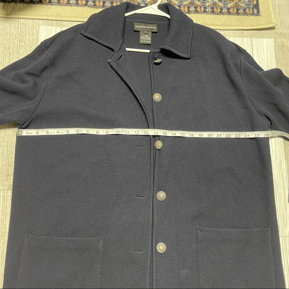 Andrea Jovine 100% Wool navy long sweater cardigan. - Picture 9 of 10